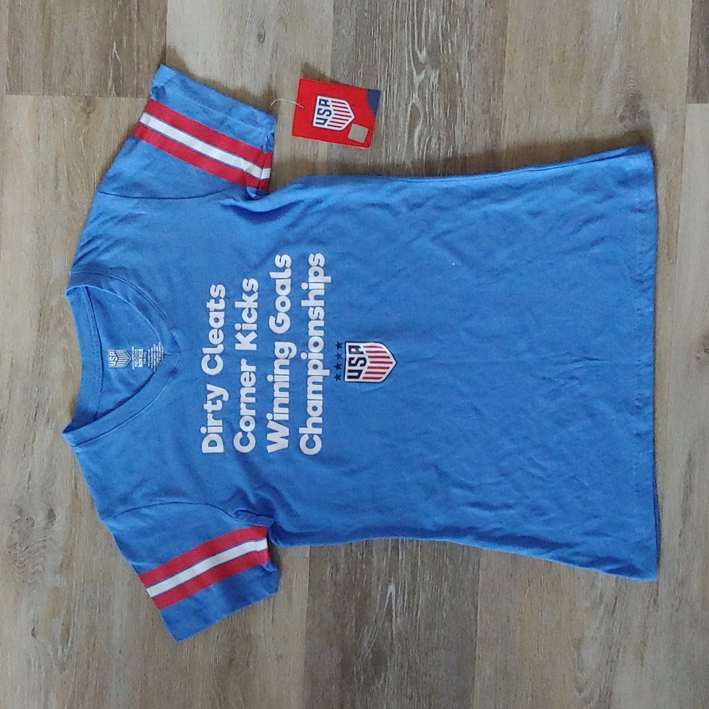NWT Team USA Soccer Youth Girls Graphic T-Shirt Blue Size XL